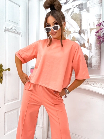 Royalfashion ženski bombažni komplet s širokimi hlačami