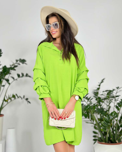 Royalfashion Ženska oversize obleka z volanom na rokavih