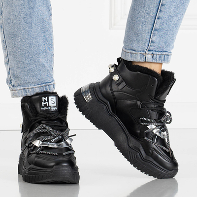 Royalfashion Czarne sneakersy z ociepleniem Pommie
