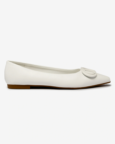 Royalfashion Bele ženske balerinke s koničastim koncem in okrasom na nosu Manixy