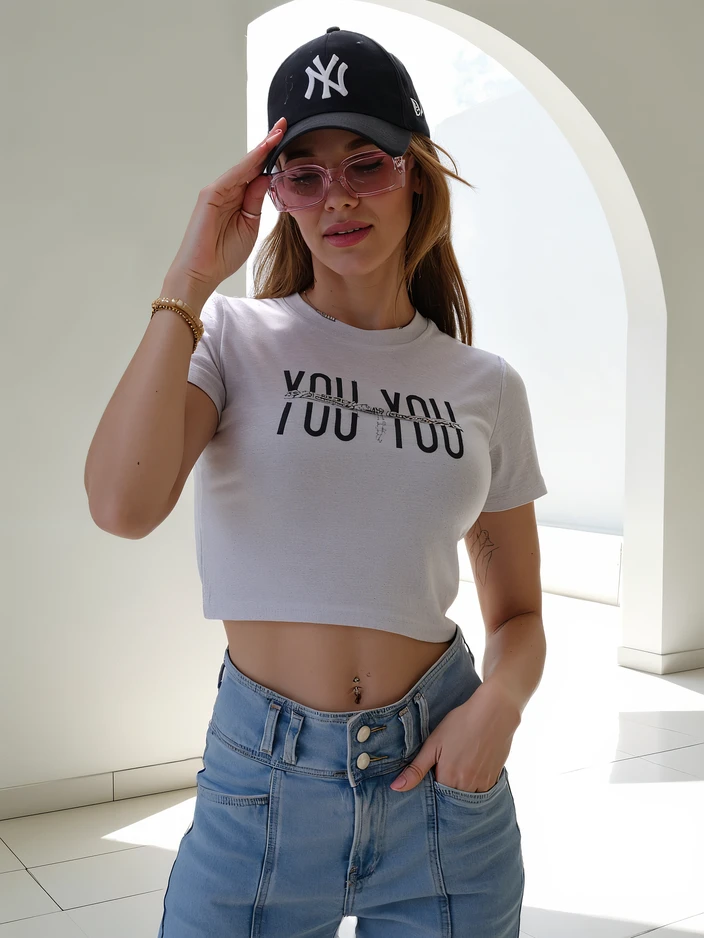 Royalfashion Ženski bombažni crop top z napisom
