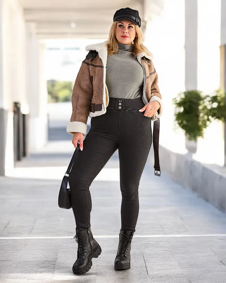 Royalfashion Pamučne ženske PLUS VELIČINE treggings hlače