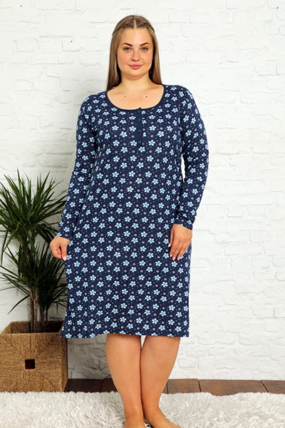 Royalfashion Bombažna nočna srajca s cvetovi PLUS SIZE
