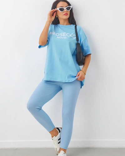 Royalfashion bombažni ženski komplet s kratkimi rokavi in leginami