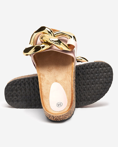 Royalfashion Różowe klapki damskie z ozdobą Sofig