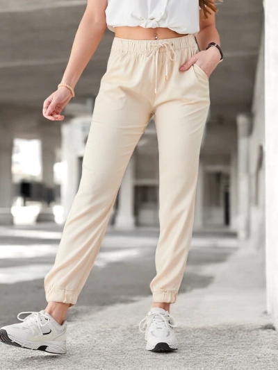 Eleganten ženski jogger Aura Bež Lyocell - Udobje in stil za vsak dan