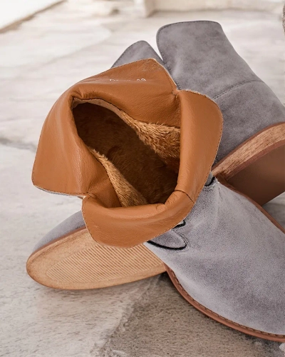 Royalfashion Kowboy-stil gleženjčki na pokriti peti Modrokamen