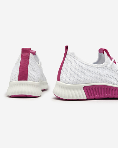 Royalfashion Białe damskie buty sportowe z fuksjowymi wstawkami Kedeti