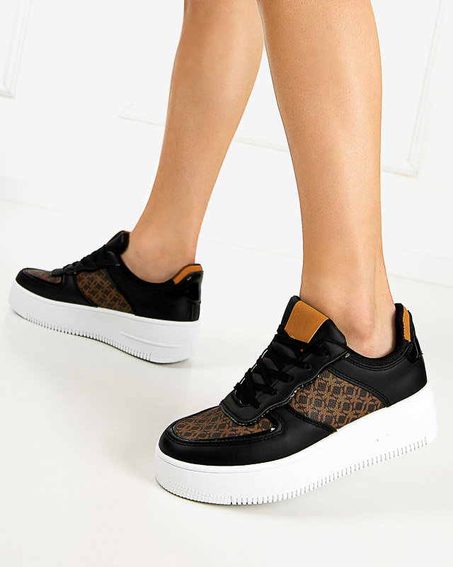 Royalfashion Czarne damskie buty sportowe z printem Glou