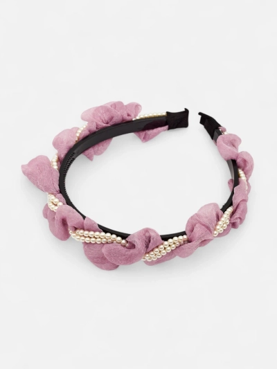 Royalfashion Naglavni trak za lase z nabiranjem in biseri