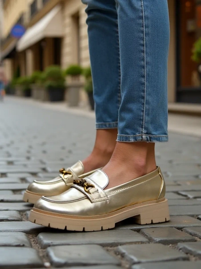 Royalfashion Ženske mokasine pozlačene Goldlove