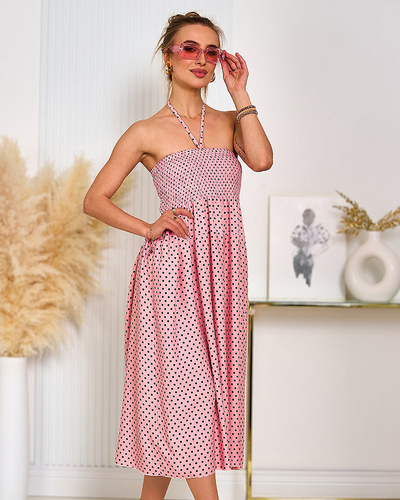 Royalfashion Ženska pikčasta obleka do kolen