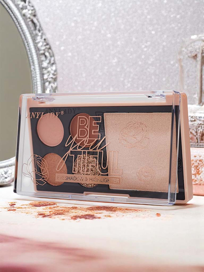 Paleta 4 senčil za oči z bleščicami in osvetljevalcem Ruby Glamour