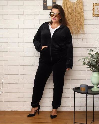 Royalfashion Črna ženska trenirka PLUS SIZE