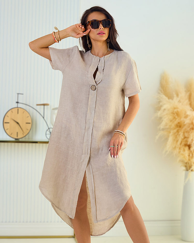 Royalfashion Lanena ženska obleka oversize