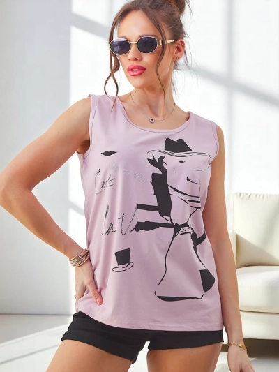 Royalfashion Ženska bombažna brezrokavnik s potiskom in kristali