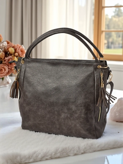 Ženska usnjena torbica Artemida Vera – siva eleganca in funkcionalnost