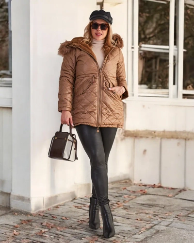 Royalfashion Ženska obojestranska jakna v rjavi barvi