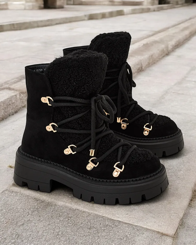 Royalfashion Lozin ženski snežni škornji z vezalkami