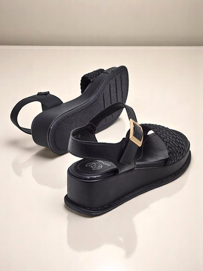 Royalfashion Ženske sandale s peto in pletenim trakom Fiolle