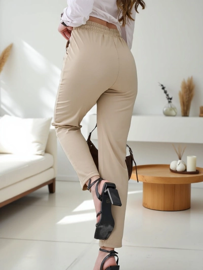 Royalfashion Enostavne ženske hlače s vezi