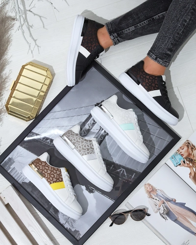 Royalfashion Beli in rjavi ženski športni copati Mlysio