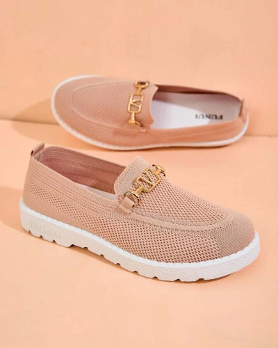 Royalfashion Ženski mokasini iz blaga z zlatim okrasom Erticae