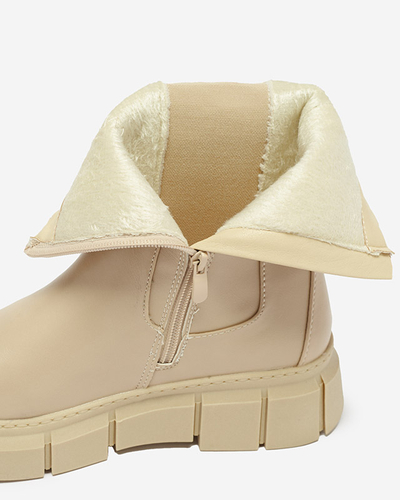 Royalfashion Botki damskie na platformie w kolorze beżowym Couell