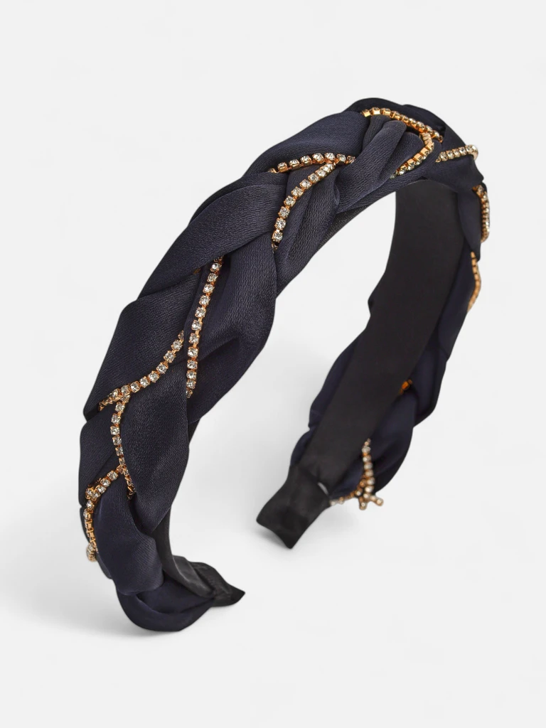 Royalfashion Naglavni trak za lase s pletenico v obliki kite, okrašen s cirkoni