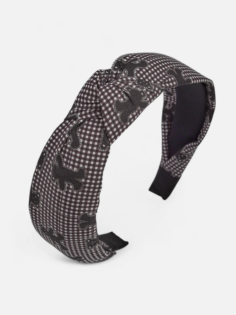 Royalfashion Lasni trak s pletenico v karirastem vzorcu in medvedki