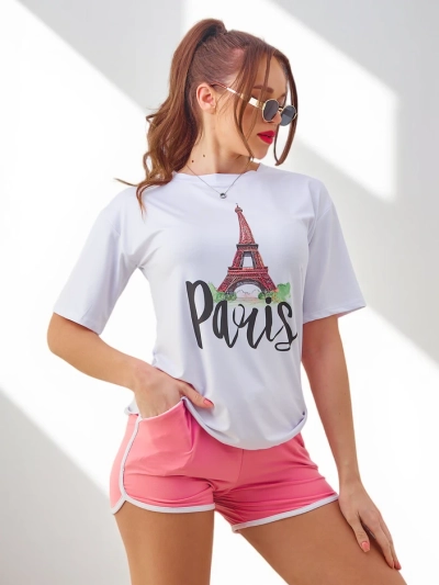 Royalfashion Ženska športna garnitura s T-shirtom in kratkimi hlačami Paris