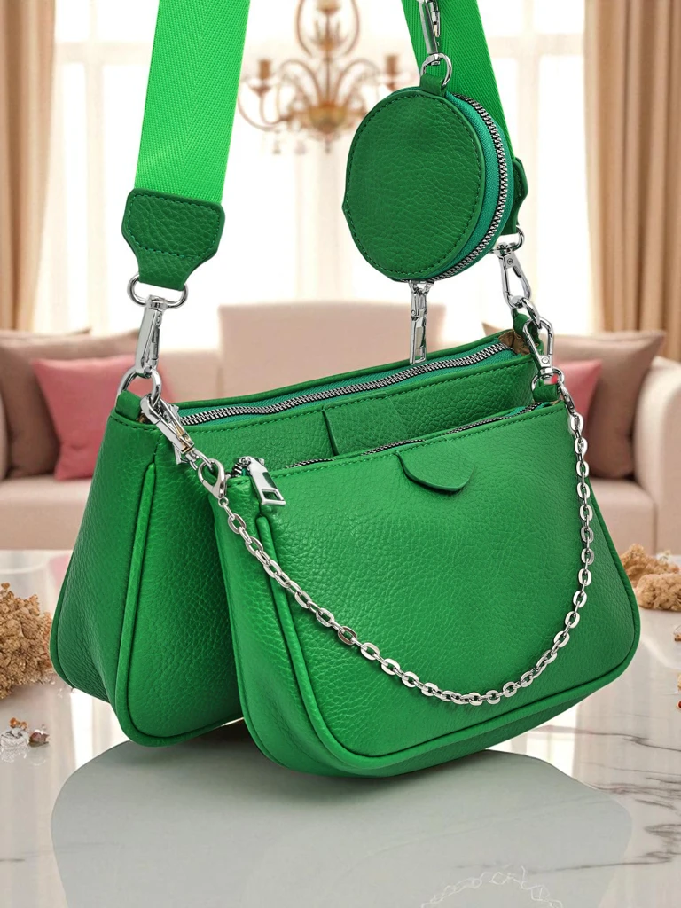 Ženska torbica Pola Verde – zelena, ekološko usnje, 3v1, elegantna