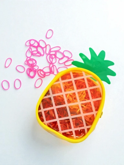 Royalfashion Večbarvne silikonske gumice za lase Ananas