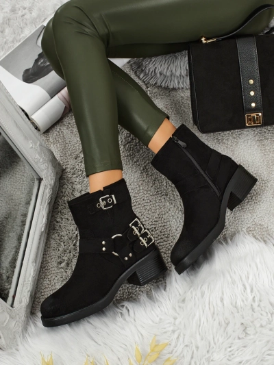 Botas tobilleras de mujer de ante ecológico con hebillas Valtos