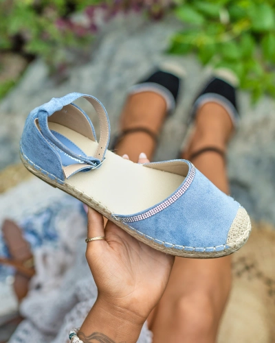 Royalfashion Damskie espadryle z cyrkoniami w kolorze niebieskim Rieta