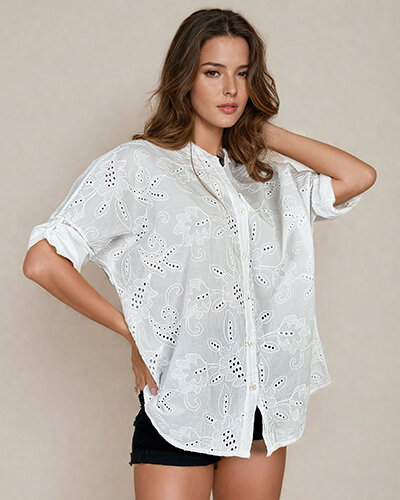 Royalfashion Ženska majica oversize z vezenino