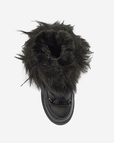 Royalfashion Czarne dziecięce wsuwane buty a'la śniegowce z futerkiem Asika