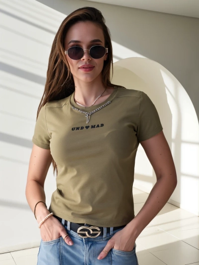 Royalfashion Ženski bombažni crop top z napisom