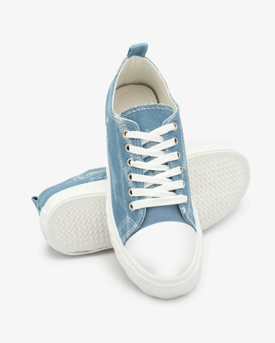 Royalfashion Niebieskie damskie jeansowe trampki z przetarciami Nerolera