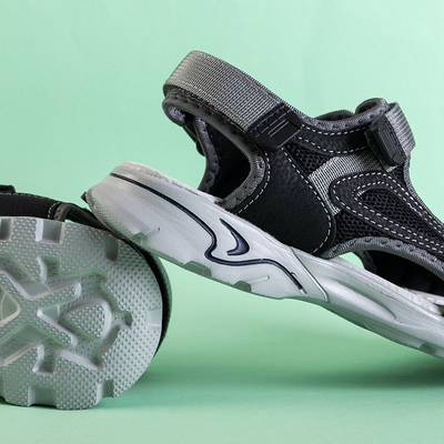 Royalfashion Czarne chłopięce sandały na rzepy Asitop