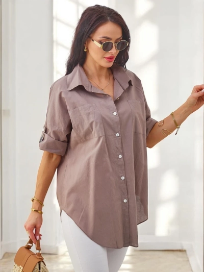 Royalfashion bombažna ženska srajca s 3/4 rokavi