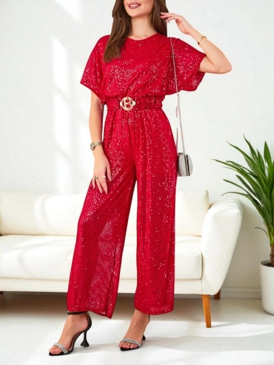 Royalfashion Dluga kombinezon z cekinami dla kobiet