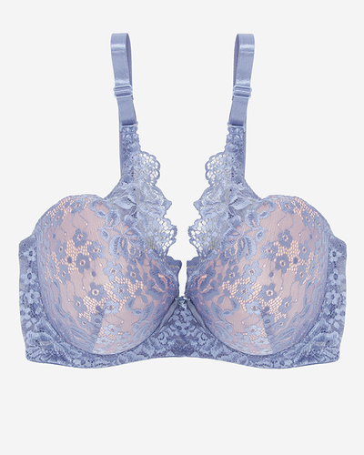 Royalfashion Biustonosz różowy z fioletowo-niebieską koronką