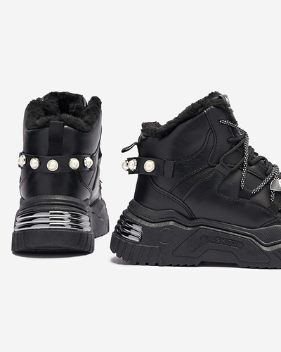 Royalfashion Czarne sneakersy z ociepleniem Pommie