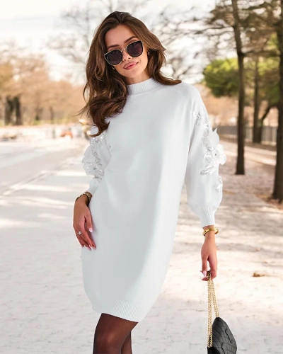 Royalfashion Ženska haljina džemperica minijaturna s dekorativnim rukavima