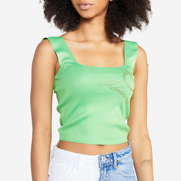 Royalfashion Zielony damski crop top na ramiączkach