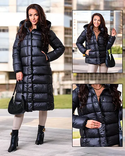 Royalfashion Črna ženska zimska bunda
