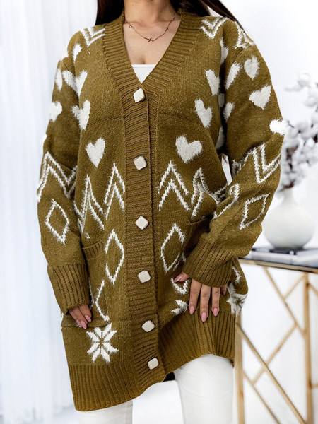 Royalfashion Ženski pulover z vzorčasto gorčico