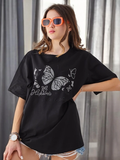 Royalfashion Ženska bombažna majica Romantična metuljček