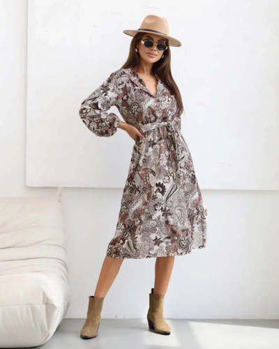 Royalfashion Ženska midi obleka s potiskom